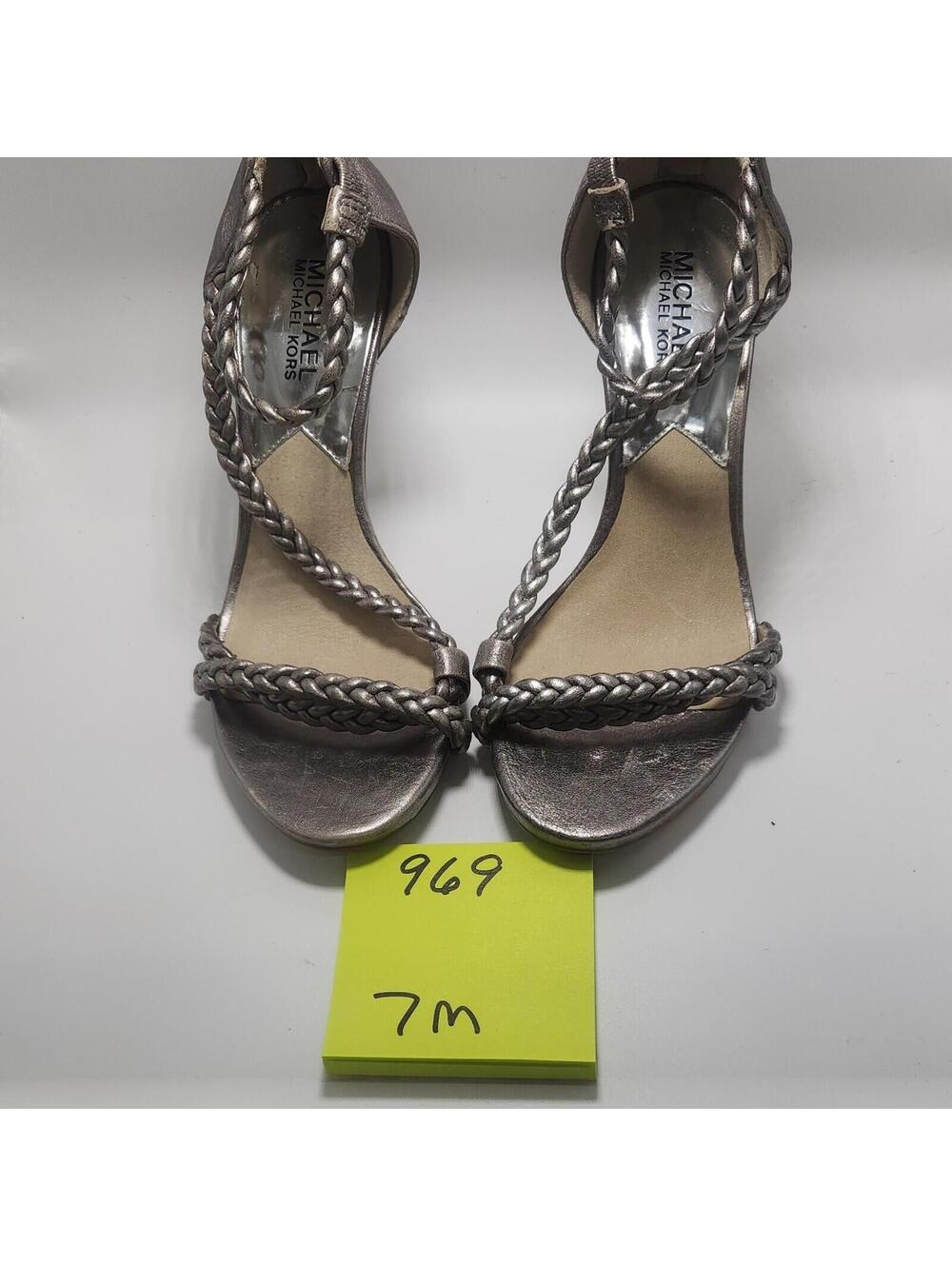 Michael Kors Women’s Leather Strappy Open Toe Zip Stiletto Heel Silver 7M - Picture 6 of 6